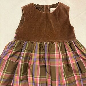 GAP Brown and Pink Plaid Velvet Formal Dress